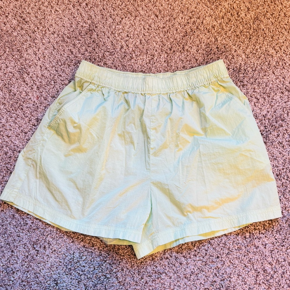 Tna Aritzia Claremont Short Mint Seafoam Green Crinkle Nylon Elastic Waist XS